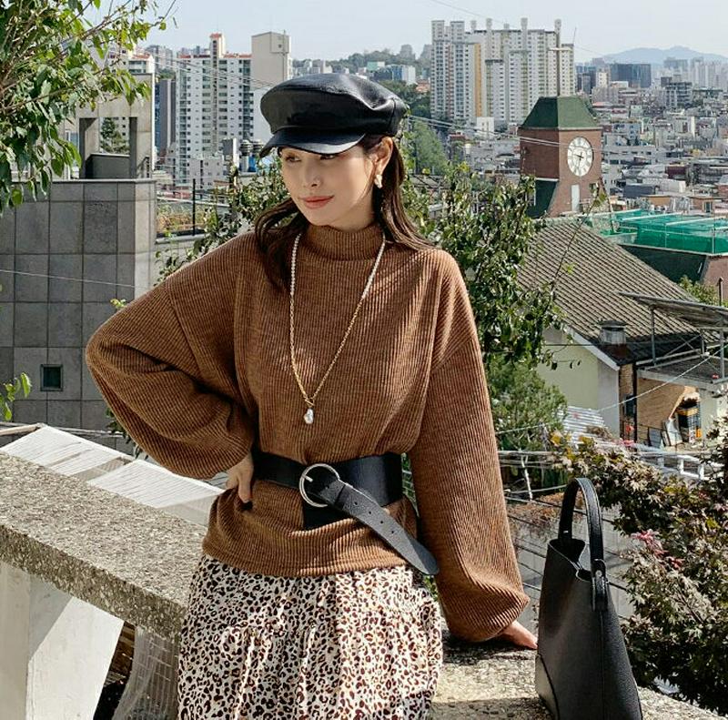 【新作10%OFF 】ハーフネックルーズニット・全4色・b64708 レディース【tops】【韓国 ファッション トップス ニッ
