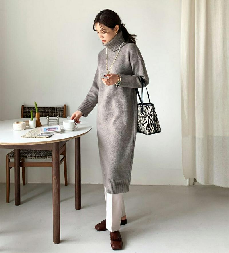 【新作10%OFF 】タートルネックニットワンピース・全3色・b64721 レディース【ops】【韓国 ファッション ワンピース