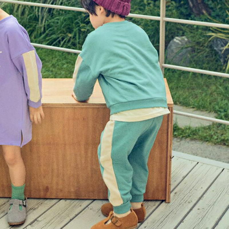 【新作10%OFF 】ラインスリーブロゴスウェットSET・u06738 キッズ【3~8才】【set】【セットアップ setup 