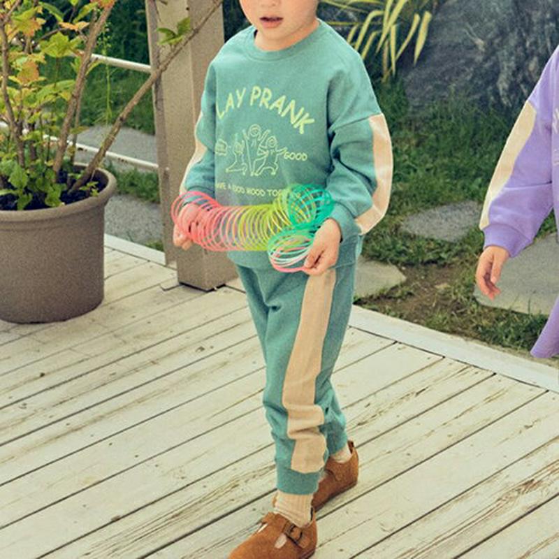 【新作10%OFF 】ラインスリーブロゴスウェットSET・u06738 キッズ【3~8才】【set】【セットアップ setup 