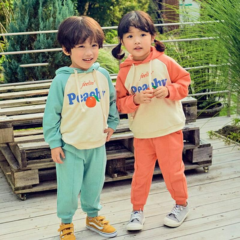 【新作10%OFF 】PEACHYラグランフーディSET・u06687 キッズ【3~8才】【set】【セットアップ setup 