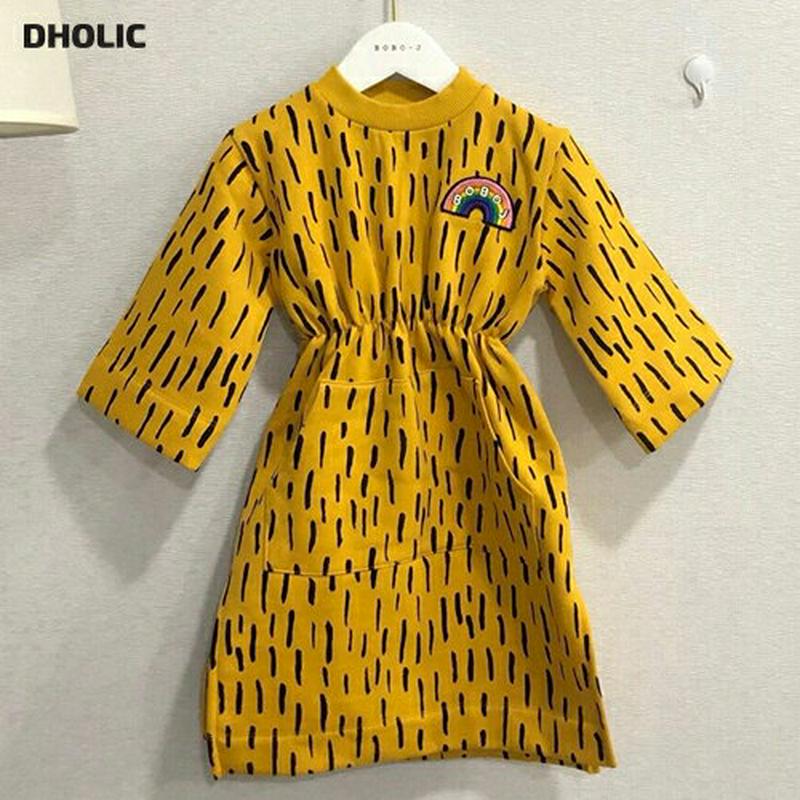 【新作10%OFF 】裏起毛レインボーロゴマフポケットワンピース・u07197 キッズ【3~8才】【ops】【ワンピース 長袖 