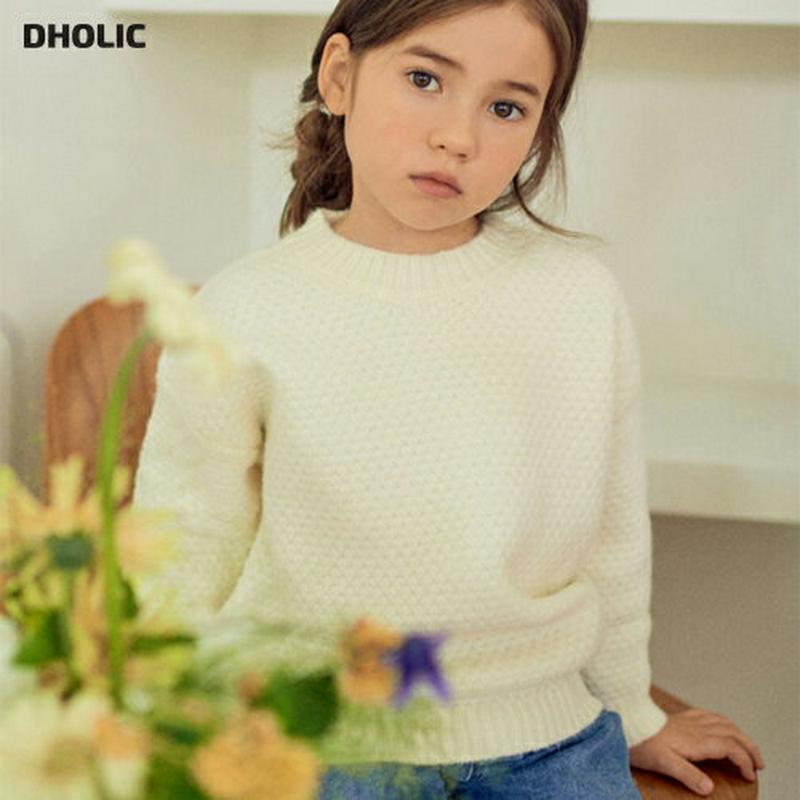 【キッズ30%OFF】ワッフルニット・u07812 キッズ【3~8才】【tops】【トップス ニット ニットトップス ワッフル ワッフルニット 長袖 単色 シンプル カジュアル ラフ 女の子 男の子 秋 冬 韓国 韓国子供服 子供 こども 子供服 こども服】【KIDS】