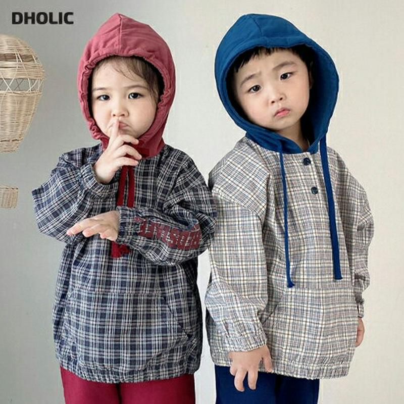 【新作10%OFF 】チェック配色フーディ・u06813 キッズ【3~8才】【tops】【トップス フーディー フーディ フード