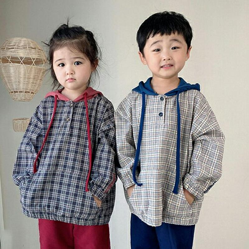 【新作10%OFF 】チェック配色フーディ・u06813 キッズ【3~8才】【tops】【トップス フーディー フーディ フード