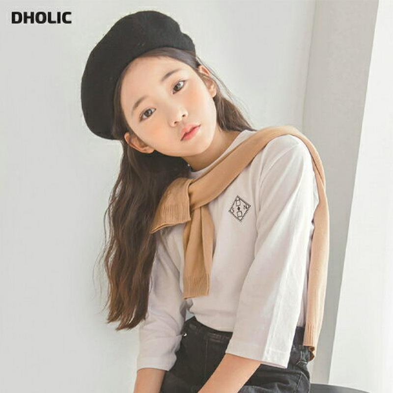 【新作10%OFF 】ひし形ロゴTシャツ・p007003 キッズ【3~8才】【tops】【トップス Tシャツ 七分丈 七分袖 7