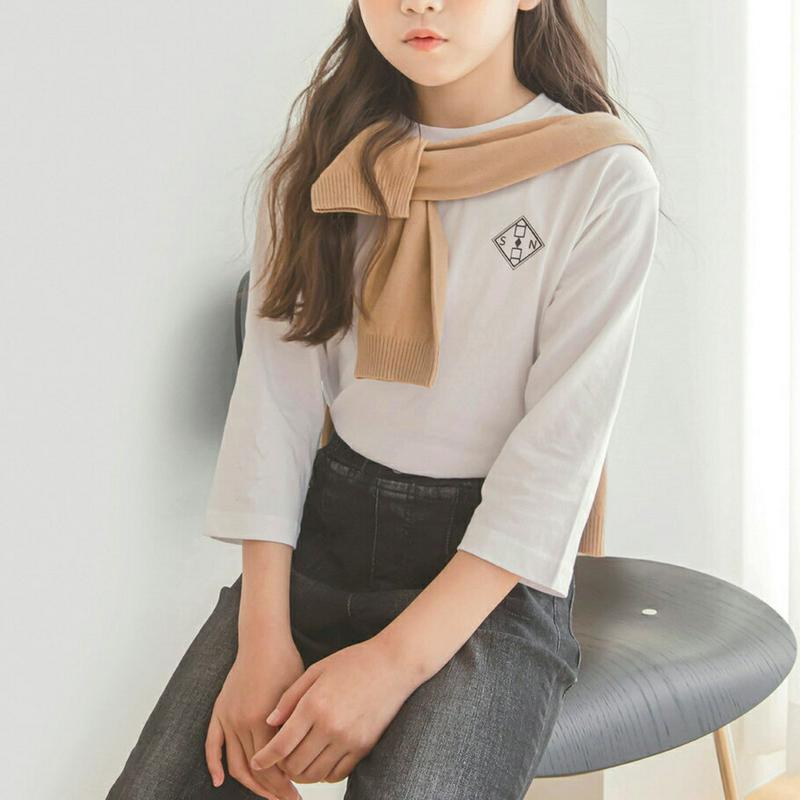 【新作10%OFF 】ひし形ロゴTシャツ・p007003 キッズ【3~8才】【tops】【トップス Tシャツ 七分丈 七分袖 7