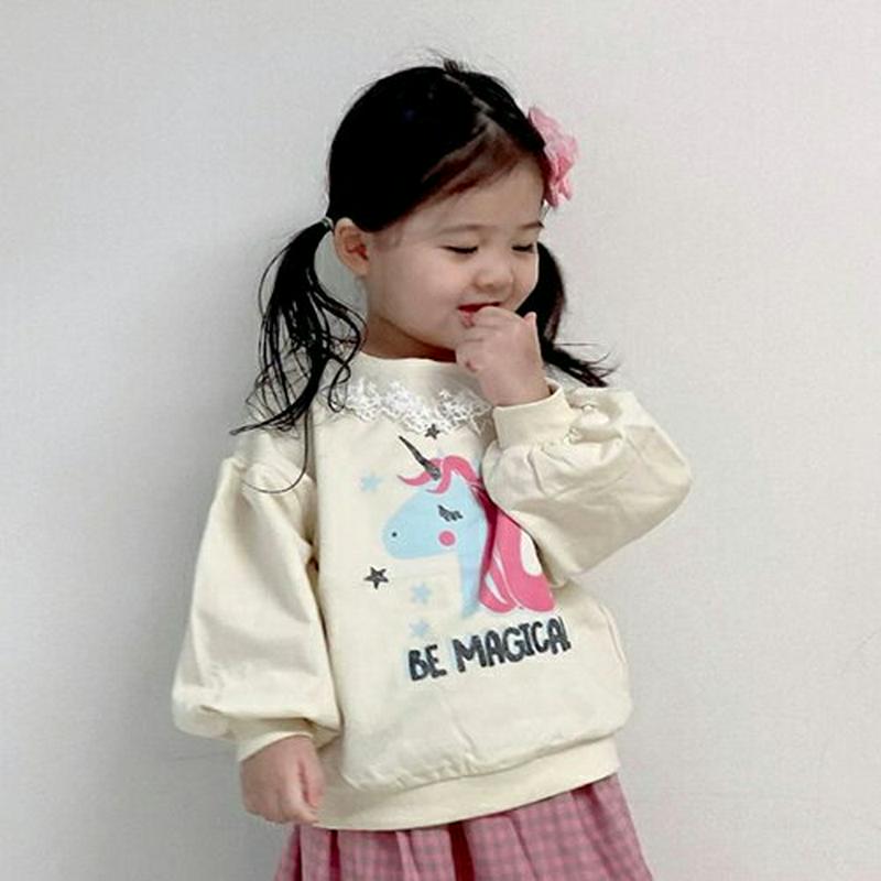 【新作10%OFF 】レースカラユニコーンスウェット・u06834 キッズ【3~8才】【tops】【トップス スウェット トレー
