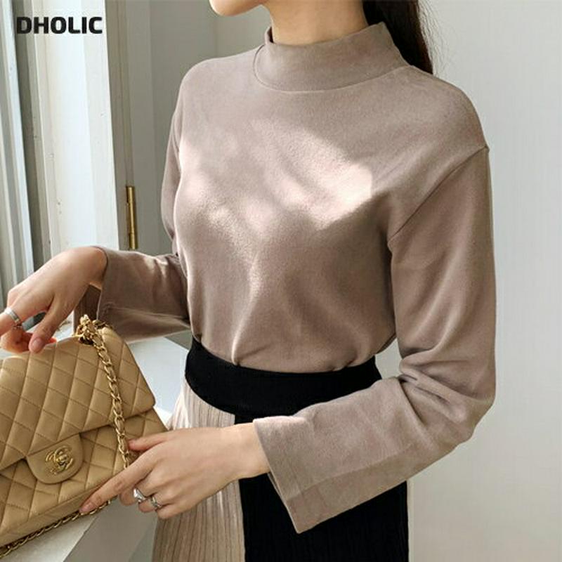 ソフトハーフネックTシャツ・全5色・t64354 レディース【tops】【韓国 ファッション トップス Tシャツ ロングスリーブ