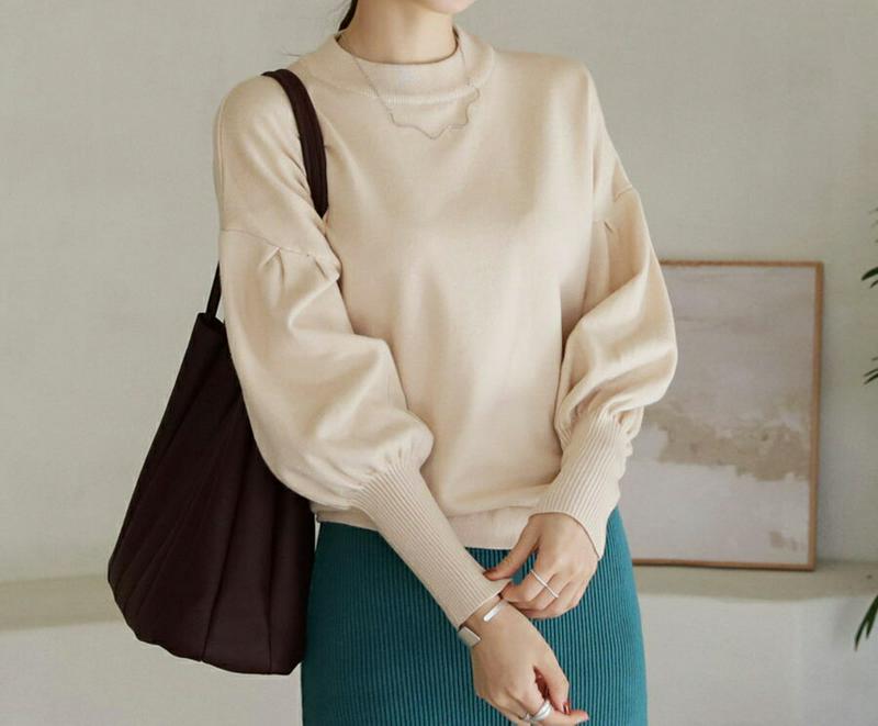 パフスリーブニット・全3色・b64667 レディース【tops】【韓国 ファッション トップス ニット ニットトップス パフスリ