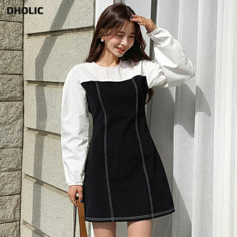 ステッチミニワンピース・全1色・t64345 レディース【ops】【韓国 ファッション ワンピース ミニ ショート丈 ミニワンピ