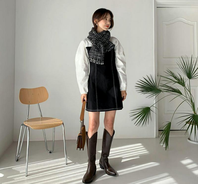 ステッチミニワンピース・全1色・t64345 レディース【ops】【韓国 ファッション ワンピース ミニ ショート丈 ミニワンピ