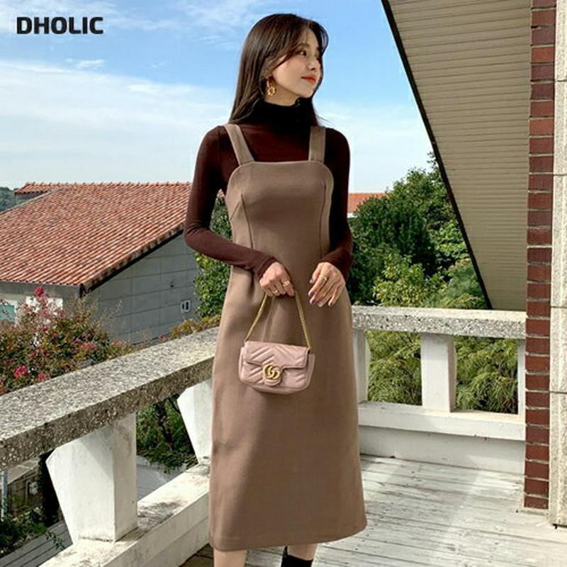 【只今10%OFF】ウール混ノースリワンピース・全2色・t64359 レディース【ops】【韓国 ファッション ワンピース ロングワンピース スリーブレス ノースリーブ スクエアネック スリム Hライン スリット ウール混 シンプル 単色 無地 大人 上品 秋 冬】