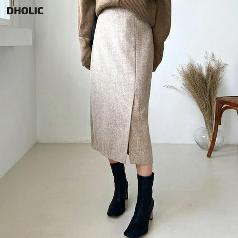 Hラインスリットスカート・全3色・b64342 レディース【sk】【韓国 ファッション ボトムス スカート ロング丈 ロングスカ