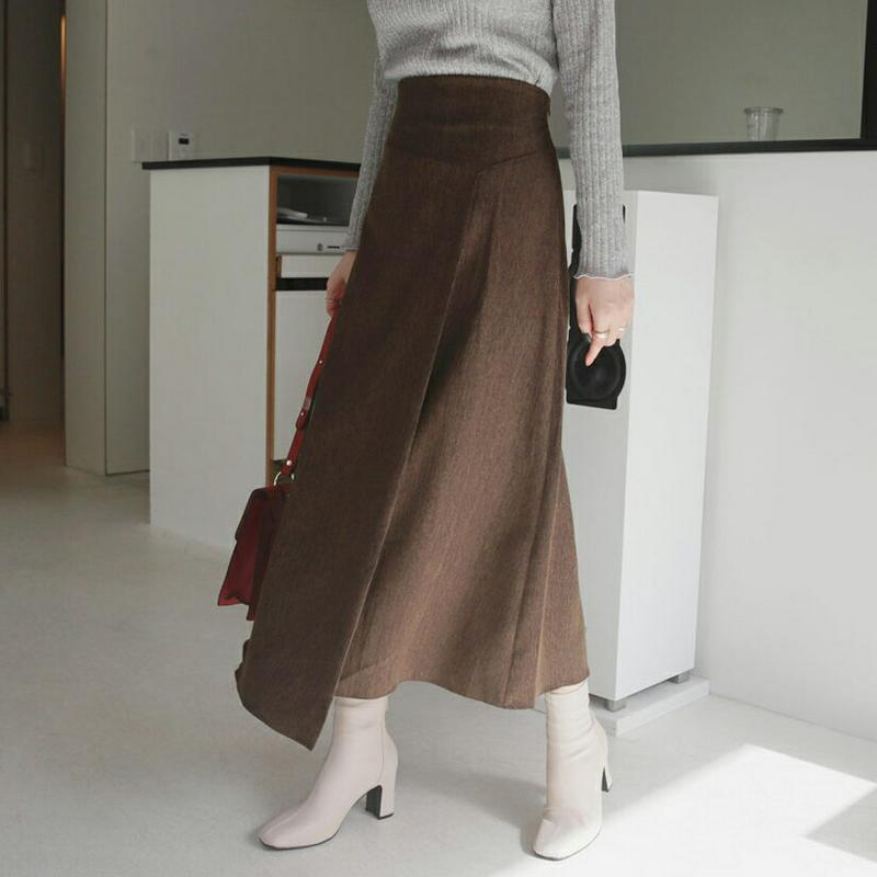 メランジフレアスカート・全2色・b64682 レディース【sk】【韓国 ファッション ボトムス スカート ロング丈 ロングスカー