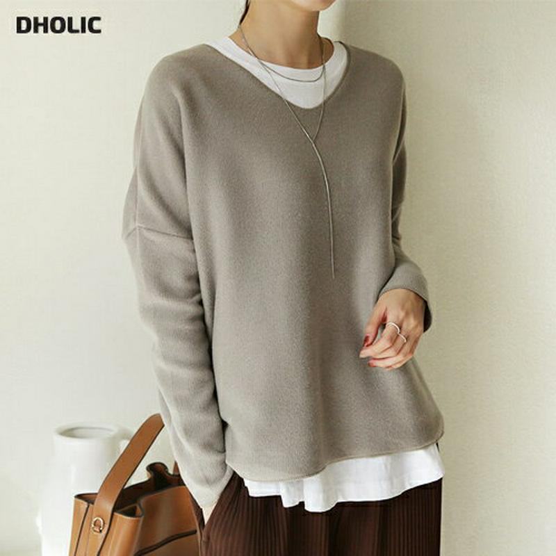起毛VネックTシャツ・全4色・t64678 レディース【tops】【韓国 ファッション トップス Tシャツ 長袖 ロングスリーブ