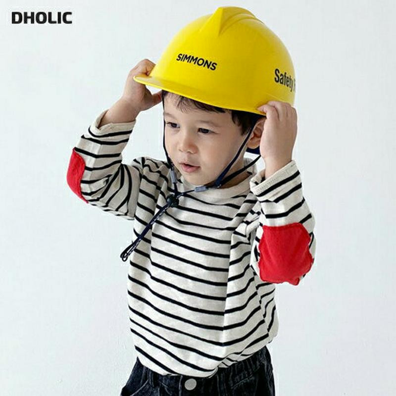 配色パッチボーダーTシャツ・u07029 キッズ 【3~8才】【tops】【韓国 ファッション トップス Tシャツ カットソー 