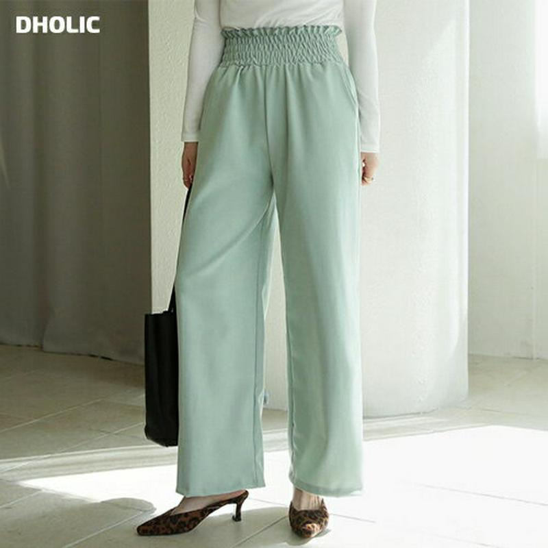 シャーリングワイドパンツ・全3色・t64684 レディース【pt】【韓国 ファッション ボトムス ズボン パンツ ロングパンツ 