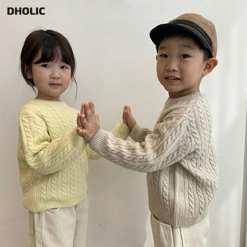 カシミヤ混ケーブルニット・u07676 キッズ 【3~8才】【tops】【韓国 ファッション トップス ニット ラウンドネック 