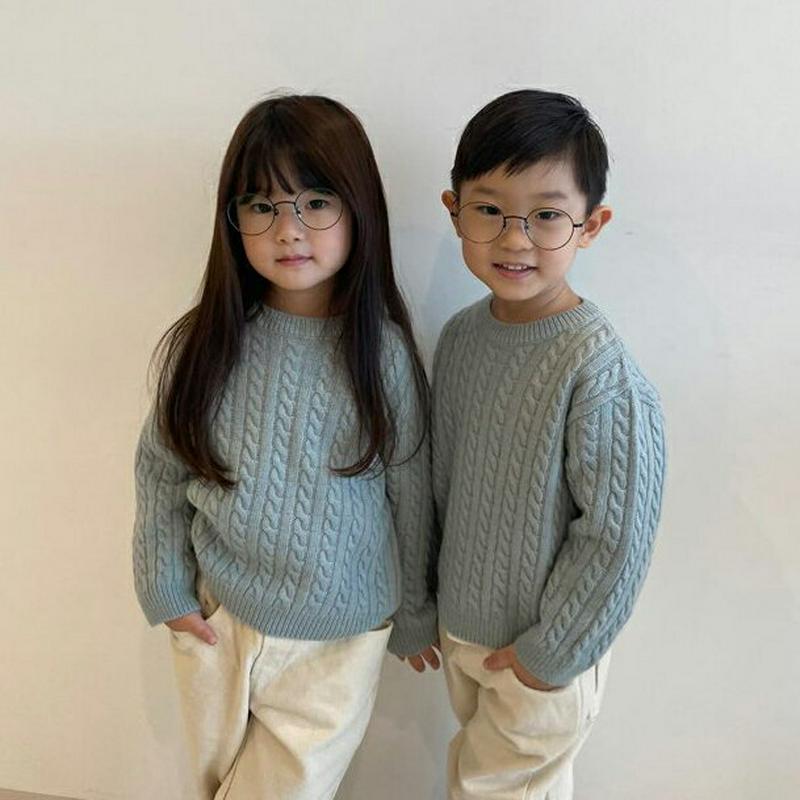 カシミヤ混ケーブルニット・u07676 キッズ 【3~8才】【tops】【韓国 ファッション トップス ニット ラウンドネック 
