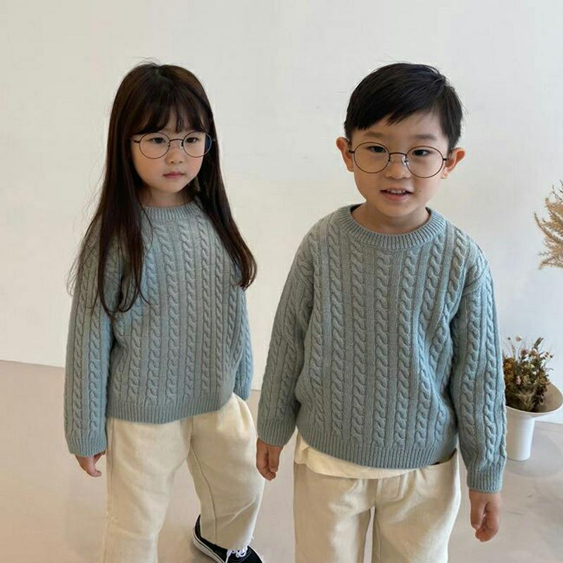 カシミヤ混ケーブルニット・u07676 キッズ 【3~8才】【tops】【韓国 ファッション トップス ニット ラウンドネック 