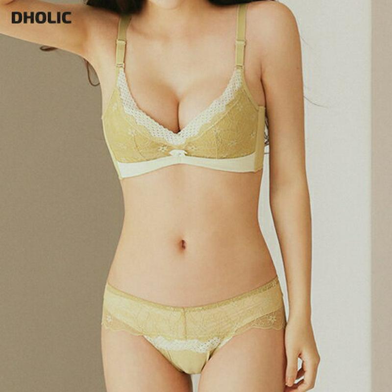 配色ブラ&ショーツSET・全4色・e44255 レディース【uw】【韓国 ファッション アンダーウェア ランジェリー 下着 セッ