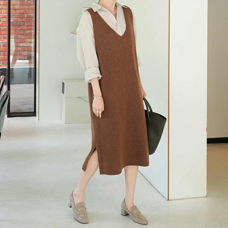 ミックスカラーニットワンピース・全5色・t64672 レディース【ops】【韓国 ファッション ワンピース ロングワンピース ニ