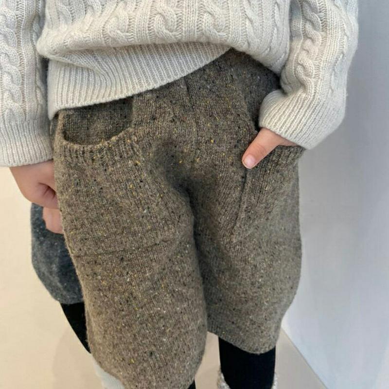 ポケットニットパンツ・u07678 キッズ 【3~8才】【pt】【韓国 ファッション ボトムス パンツ ショート ハーフ 膝丈 