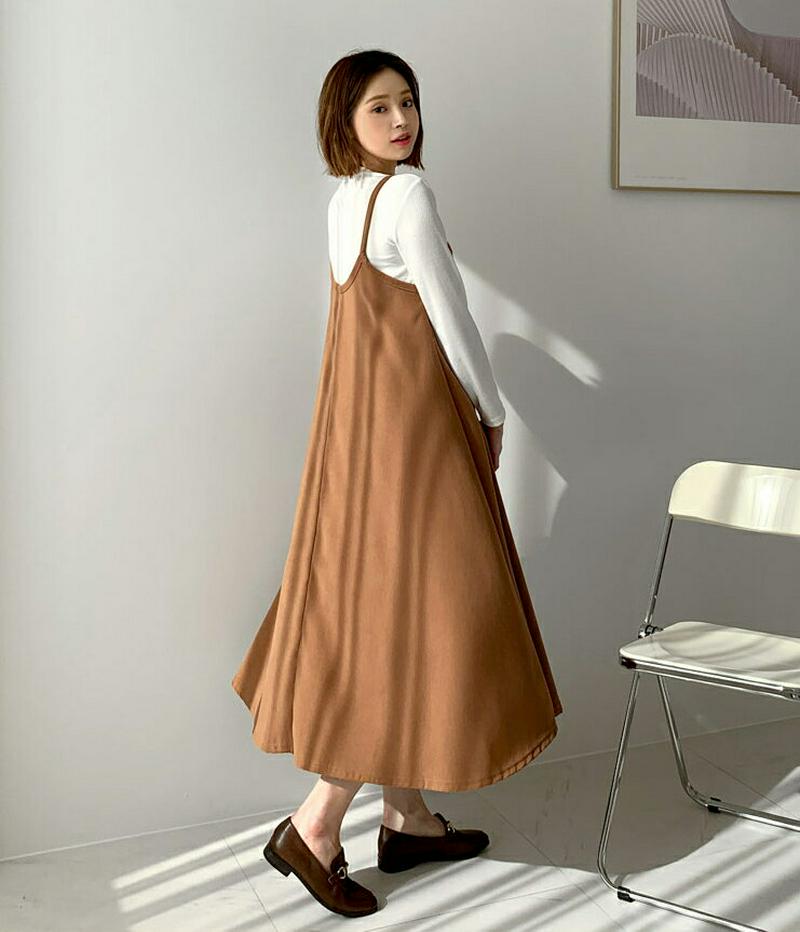 Tシャツ&ノースリワンピースSET・全3色・b60907 レディース【ops】【韓国 ファッション ワンピース ロングワンピース