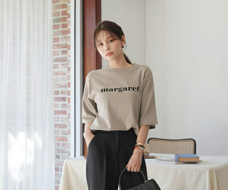 margaretプリントTシャツ・全4色・t64628 レディース【tops】【韓国 ファッション トップス Tシャツ 7分丈 
