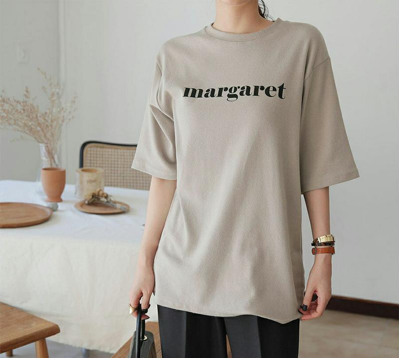 margaretプリントTシャツ・全4色・t64628 レディース【tops】【韓国 ファッション トップス Tシャツ 7分丈 