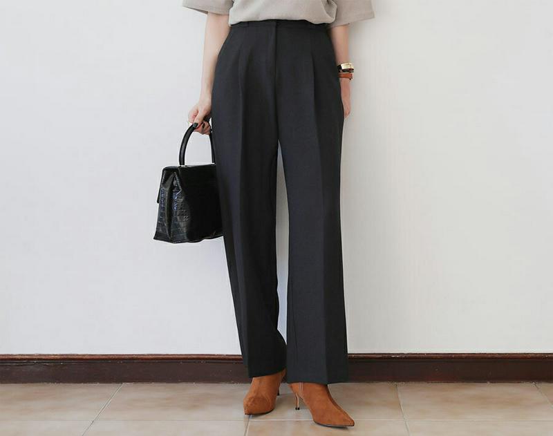 ホックストレートスラックス・全3色・t64649 レディース【pt】【韓国 ファッション ボトムス ズボン パンツ ロングパンツ