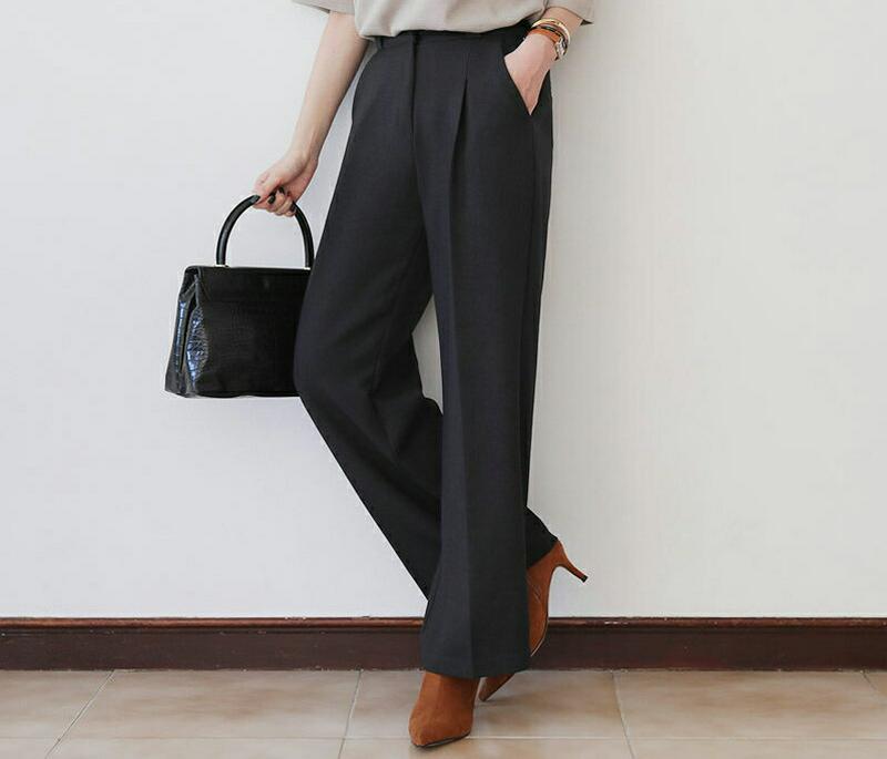 ホックストレートスラックス・全3色・t64649 レディース【pt】【韓国 ファッション ボトムス ズボン パンツ ロングパンツ