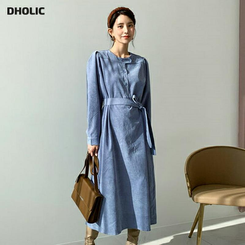 ストラップ付ボタンワンピース・全3色・t60909 レディース【ops】【韓国 ファッション ワンピース ロングワンピース パフ