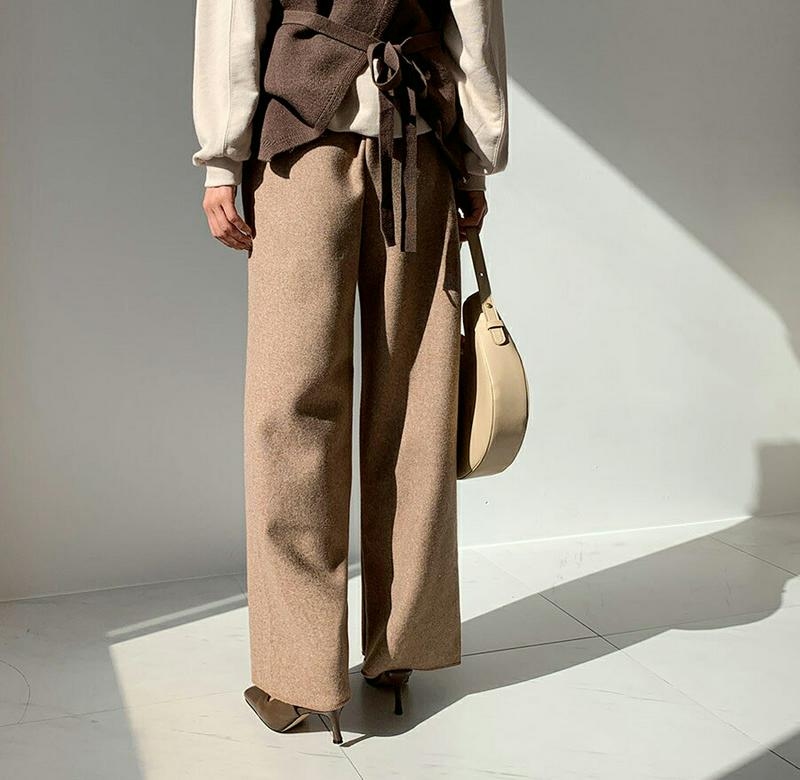 【特価】ソフトウエストゴムパンツ・全3色・t60913 レディース【pt】【韓国 ファッション ボトムス ズボン パンツ ロングパンツ ワイドパンツ ウエストゴム 楽ちん ストレート ソフト シンプル カジュアル 単色 無地 秋 冬】