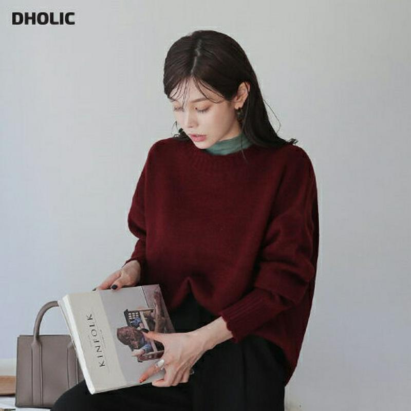 ウェーブリブヘムニット・全4色・t64635 レディース【tops】【韓国 ファッション トップス ニット ニットトップス ロン