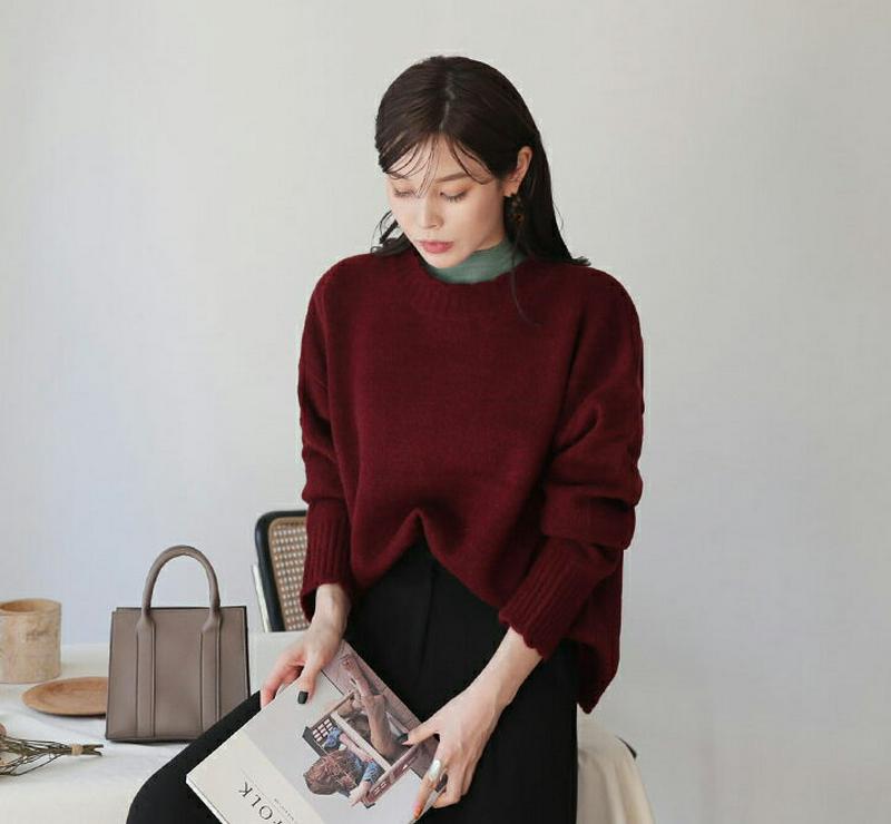 ウェーブリブヘムニット・全4色・t64635 レディース【tops】【韓国 ファッション トップス ニット ニットトップス ロン