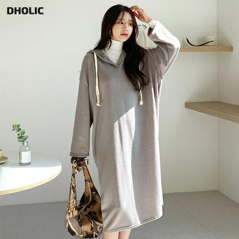 ストリングフードワンピース・全3色・t60910 レディース【ops】【韓国 ファッション ワンピース ロングワンピース パーカ