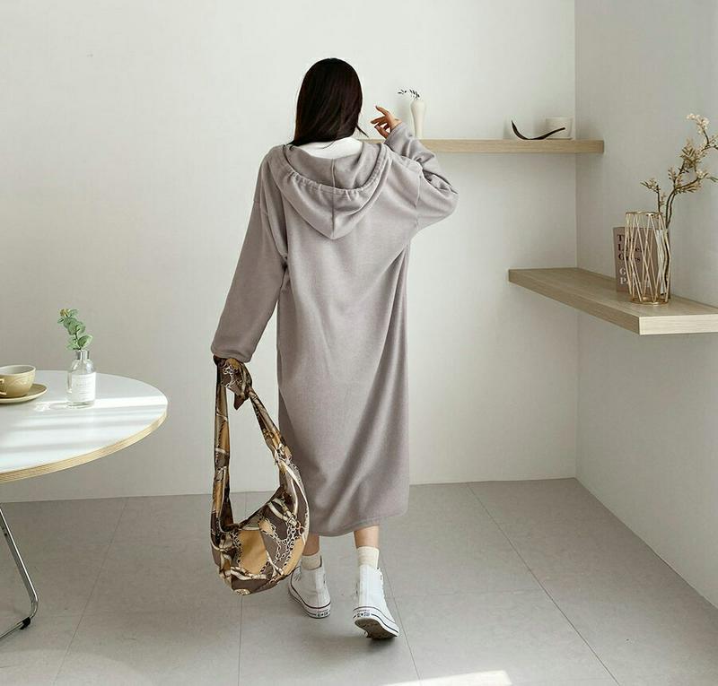 ストリングフードワンピース・全3色・t60910 レディース【ops】【韓国 ファッション ワンピース ロングワンピース パーカ