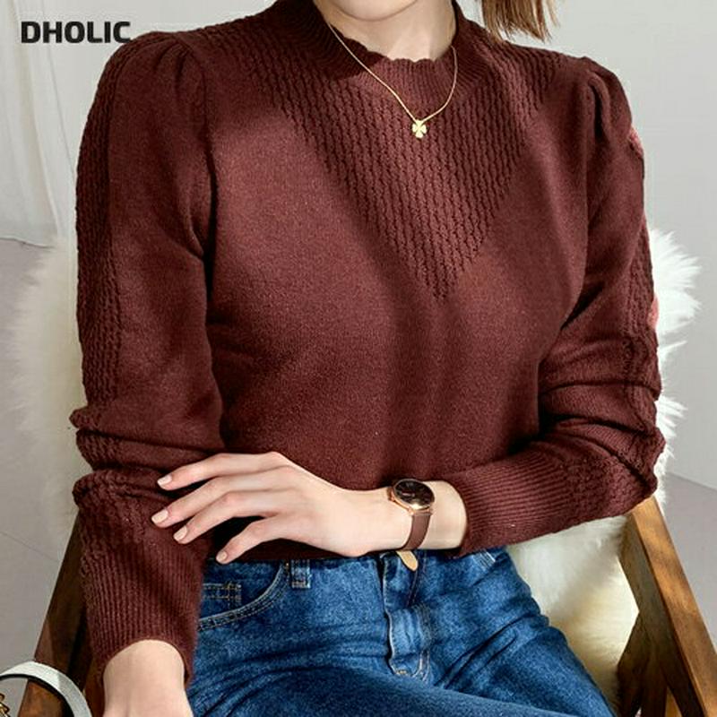 シアーショルダーパフニット・全2色・t60932 レディース【tops】【韓国 ファッション トップス ニット ニットトップス 