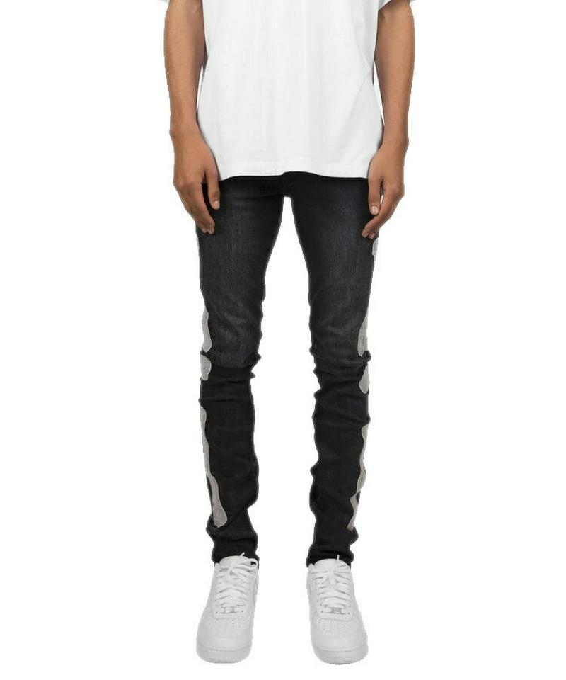 mnml ミニマル メンズ パンツ X199 STRETCH SKELETON DENIM ビンテージブラック ボトムス スキニ