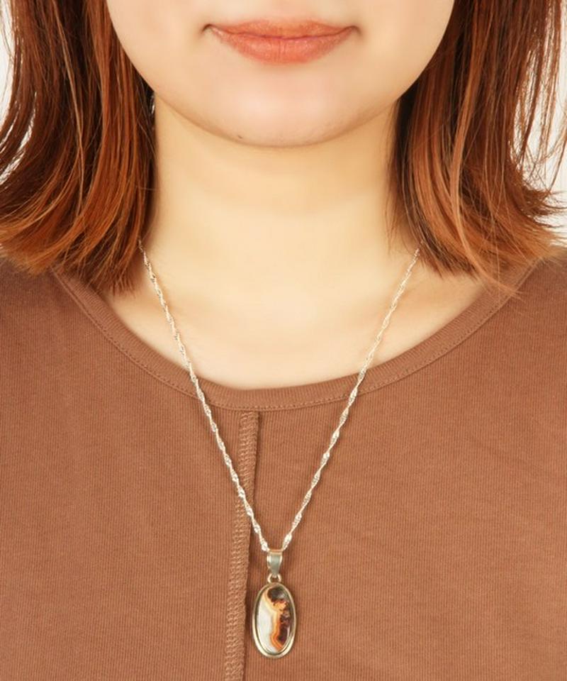 【ほっこりダークカラー】ボツワナアゲートネックレス(1点もの)