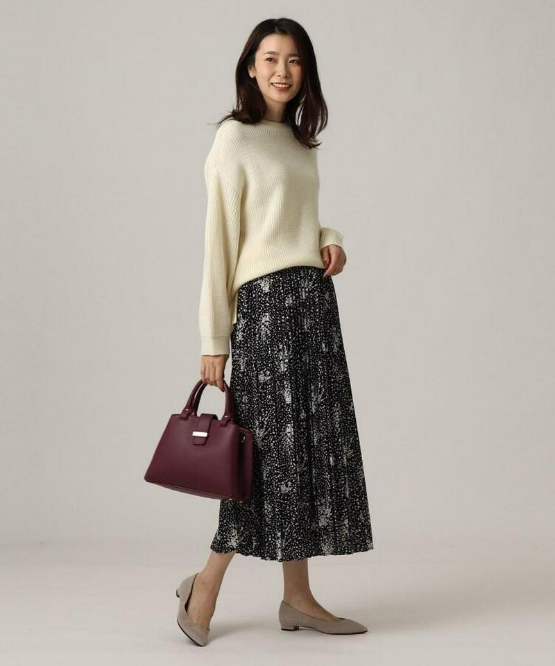 「L」花柄ロングプリーツスカート