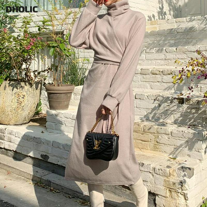 【新作10%OFF】起毛タートルネックラップワンピース・全2色・t61572 レディース【ops】【韓国 ファッション ワンピー