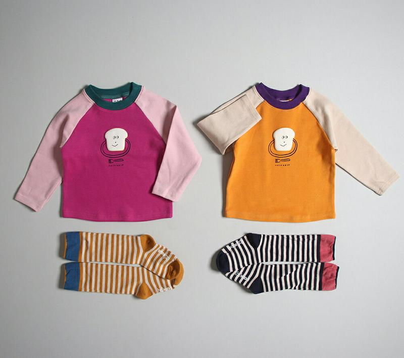【新作10%OFF】BREADコントラストTシャツ・u07912 キッズ【3~8才】【tops】【トップス Tシャツ 長袖 ユニ