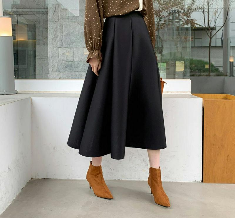 【新作10%OFF】タックフレアスカート・全2色・b64760 レディース【sk】【韓国 ファッション ボトムス スカート ロン