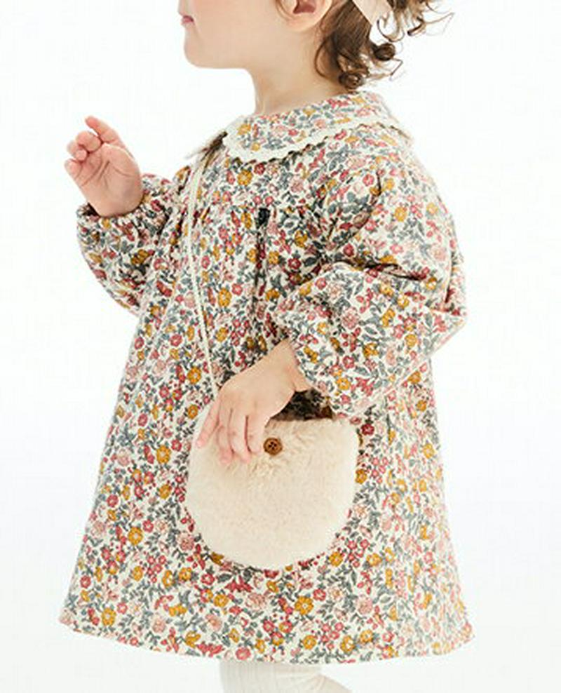 【キッズ30%OFF】【送料無料】ファーポシェット付花柄ワンピース・p007940 キッズ【3~8才】【ops】【ワンピース ミディ丈 ミディワンピース ファーバッグ バッグ ファー 長袖 セット 花柄 フラワー かわいい 女の子 秋 韓国 韓国子供服 子供 子供服 こども服】【KIDS】