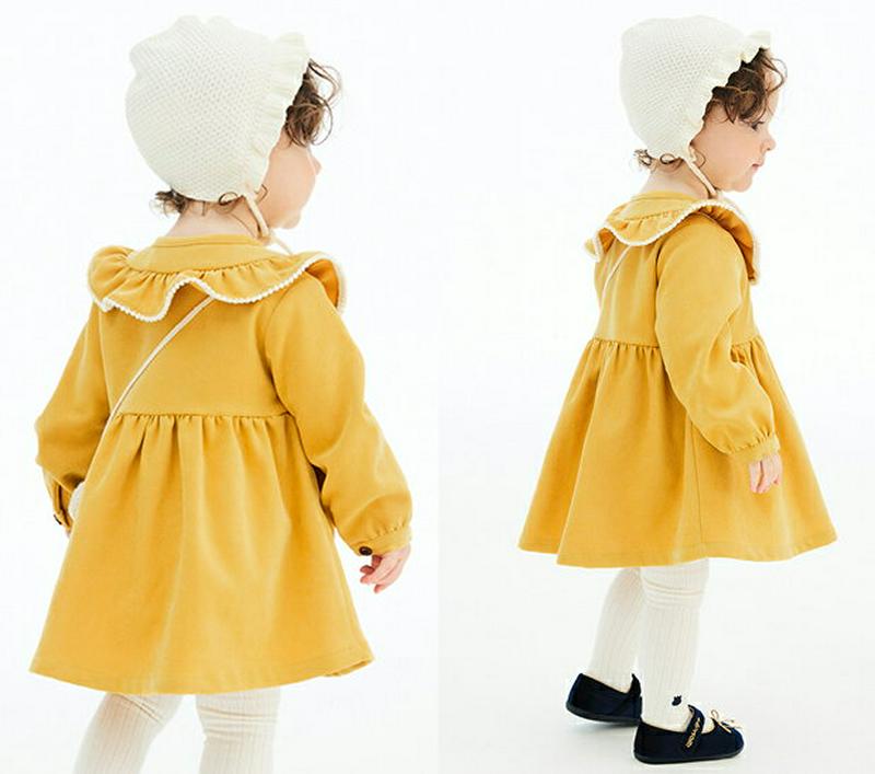 【キッズ30%OFF】【送料無料】ポシェット付フリルワンピース・p007944 キッズ【3~8才】【ops】【ワンピース ミディ丈 ミディワンピース 長袖 フリル 襟コンシャス ポシェット セット バッグ かわいい ガーリー 女の子 秋 冬 韓国 韓国子供服 子供 子供服 こども服】【KIDS】