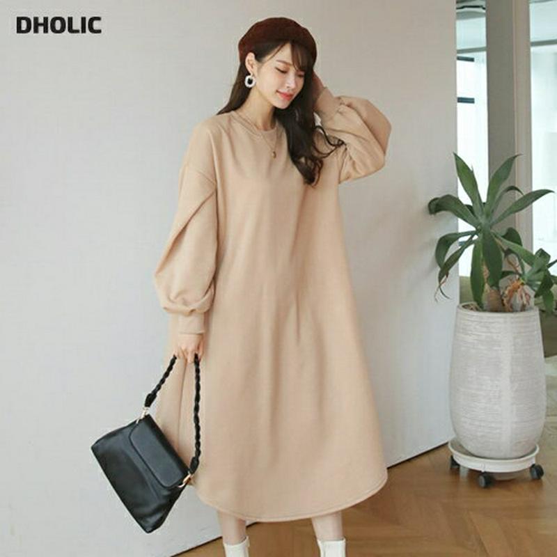 【新作10%OFF】裏起毛パフワンピース・全3色・b64753 レディース【ops】【韓国 ファッション ワンピース ロングワン