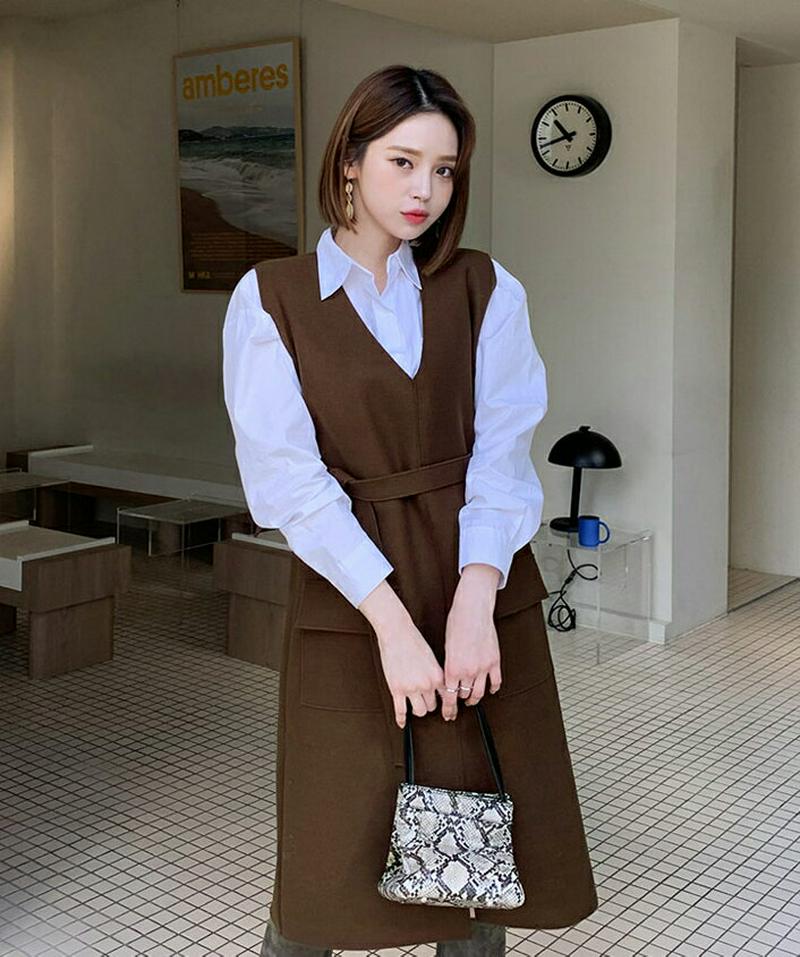 【新作10%OFF】ストラップ付ポケットワンピース・全4色・t61547 レディース【ops】【韓国 ファッション ワンピース 